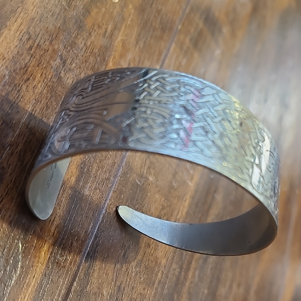 Silver Engraved Cuff Bracelet - image 1